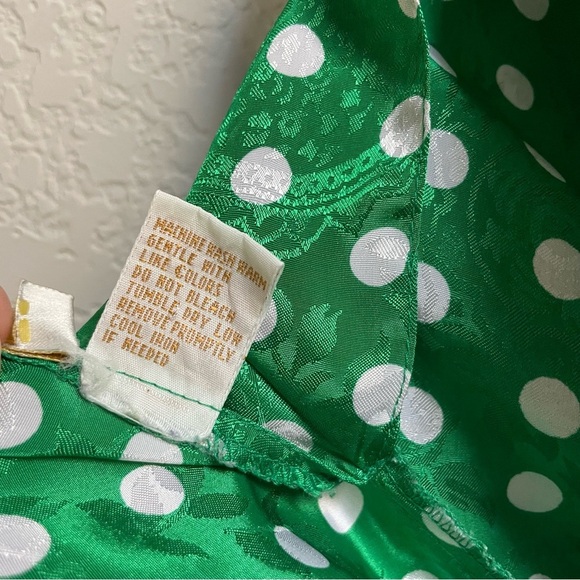 Vintage Victoria's Secret Gold Label Green Polkadot Slip Nightgown Medium - Picture 10 of 10
